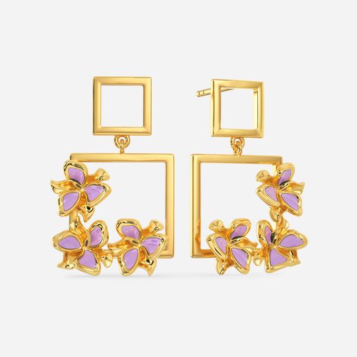 Pretty In Lilac Gold Earrings