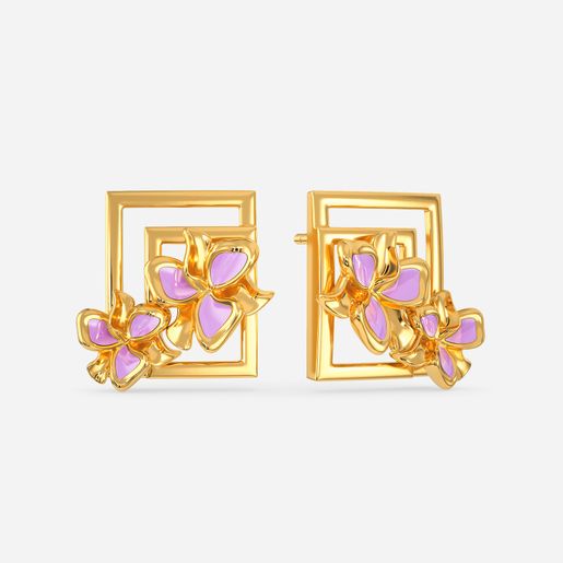 Pretty In Lilac Gold Earrings