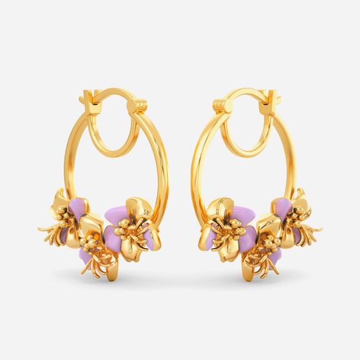 Lilac Radiance Gold Hoop Earring