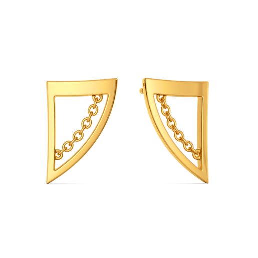 Leather Canvas Gold Stud Earring