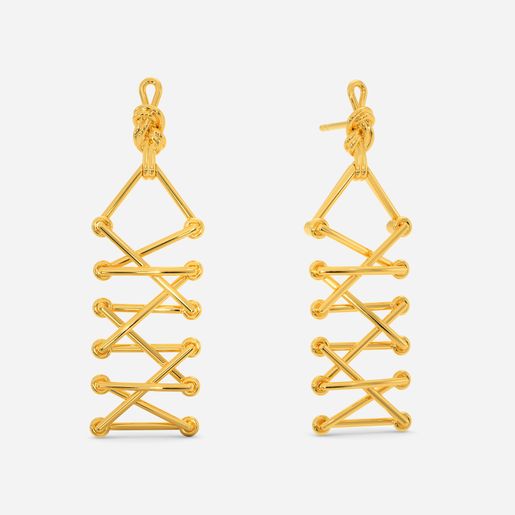 Double Back Lace Gold Earrings