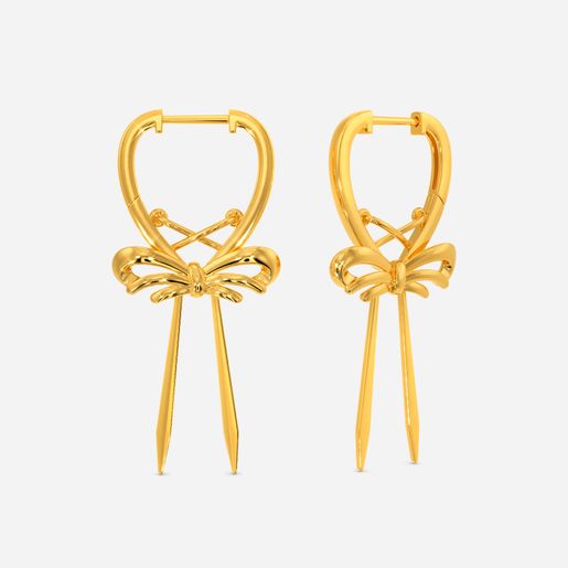Bow line Lace Gold Earrings