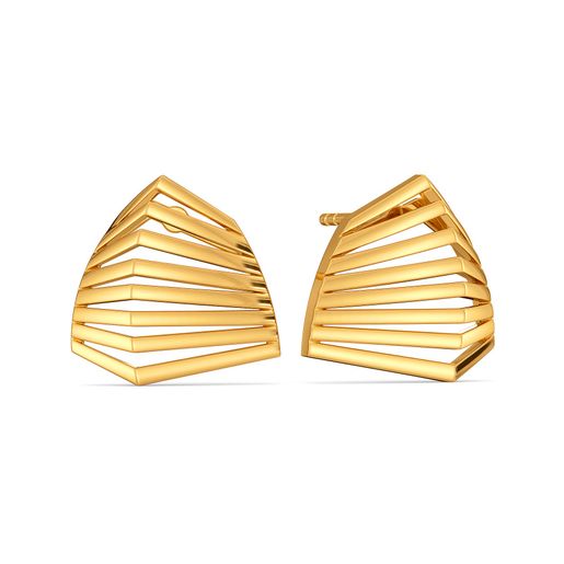 A Puffed Pair Gold Earrings