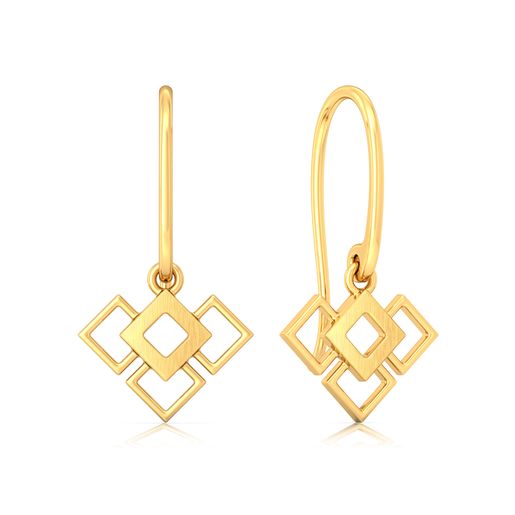 Square Overlay Gold Earrings