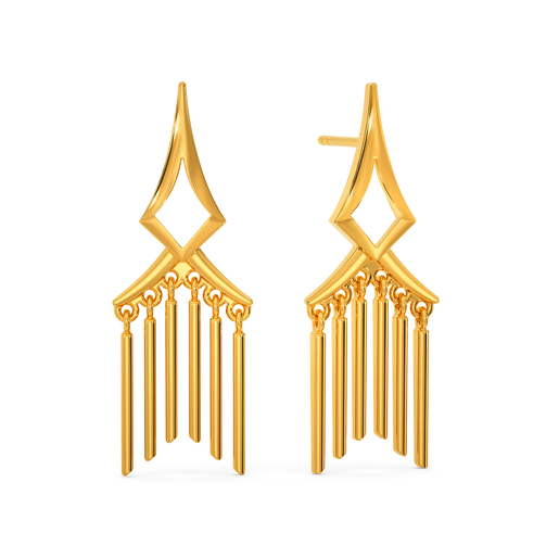 Fringed N Layered Gold Earrings
