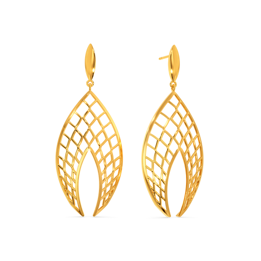 Net Zoned Gold Earrings
