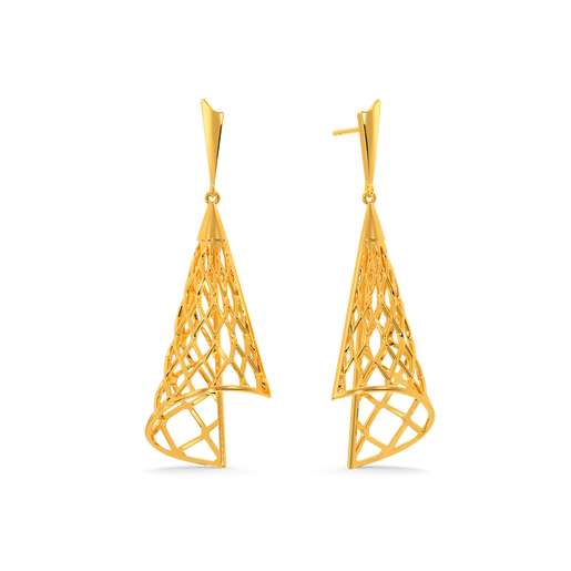 Net Tone Gold Earrings