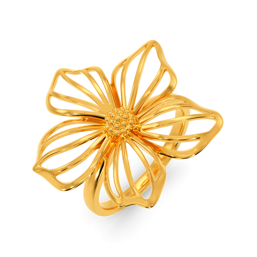 Blooming Heart Gold Rings
