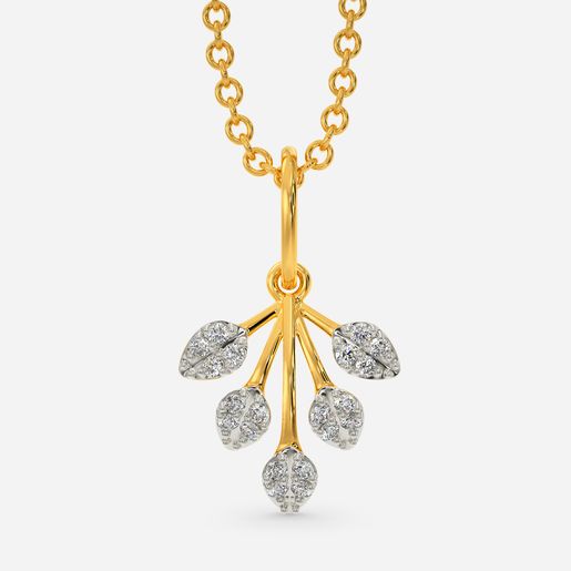 Frosted Leaves Diamond Pendants