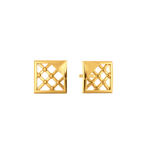 Plaid Powered Gold Earrings