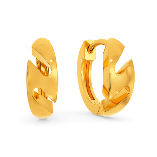 Slit Queued  Gold Earrings