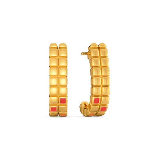 Cyber Cells Gold Earrings