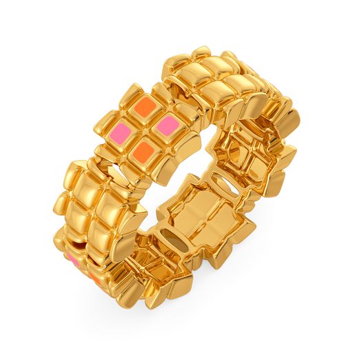 Cyber Square Gold Rings