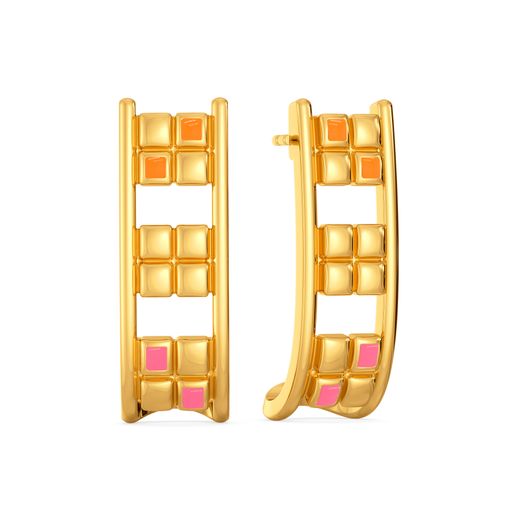 Playful Pixels Gold Earrings