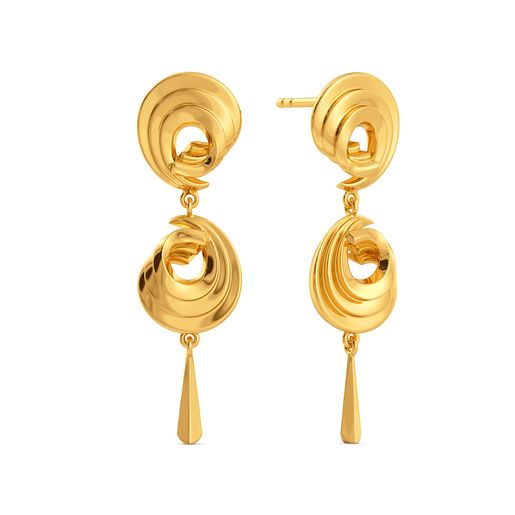 Sharp Swirls Gold Earrings
