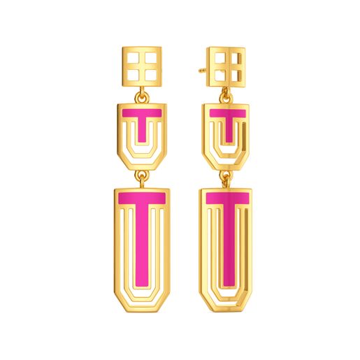 Pink Punch Gold Earrings