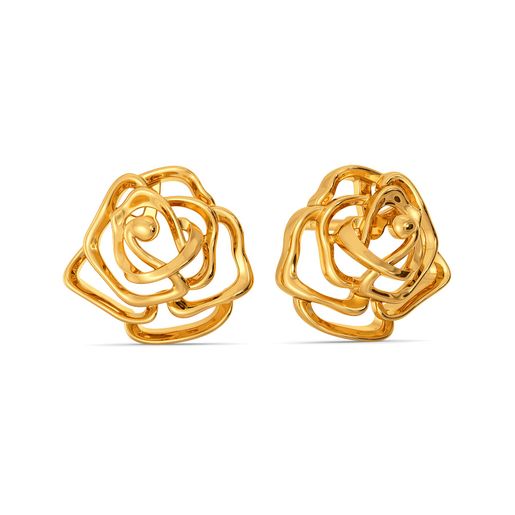 Gothic Roses Gold Stud Earring