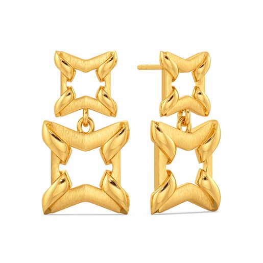Power Frames Gold Earrings