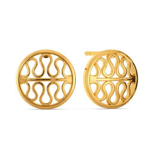 Ribbed Knits Gold Earrings