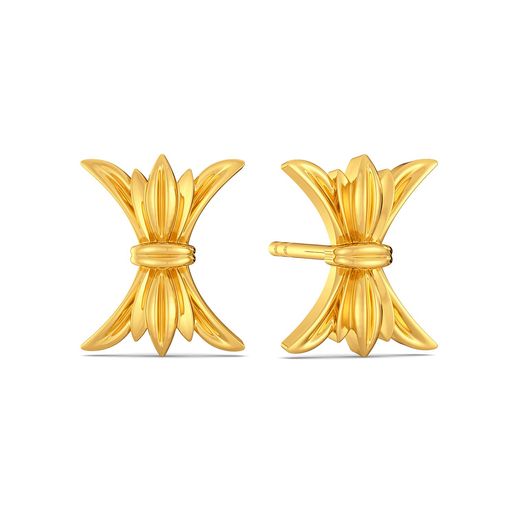 Bow Baroque Gold Stud Earring
