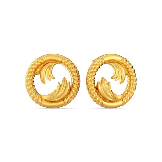 Greek Guilloche Gold Stud Earring