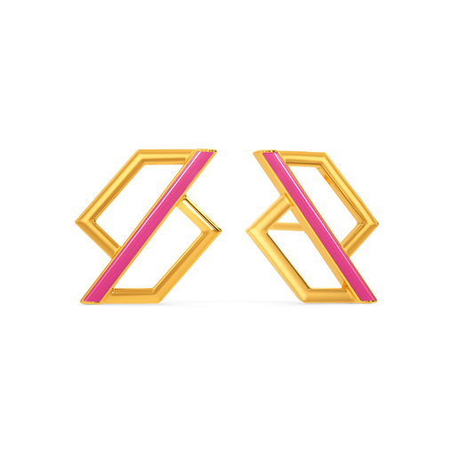 Pink Domination Gold Earrings