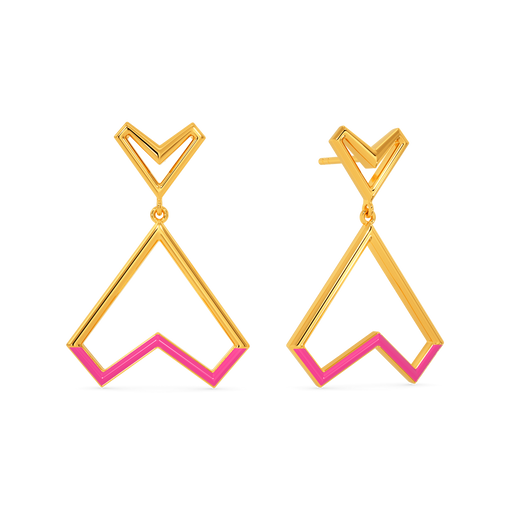 Pink Romance Gold Earrings