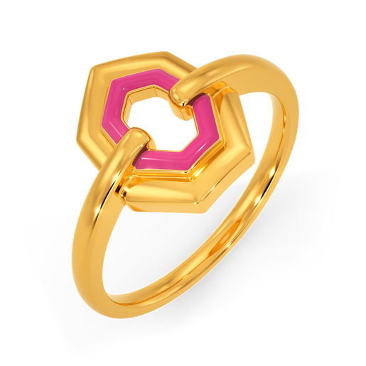 Pink Dynamics Gold Rings