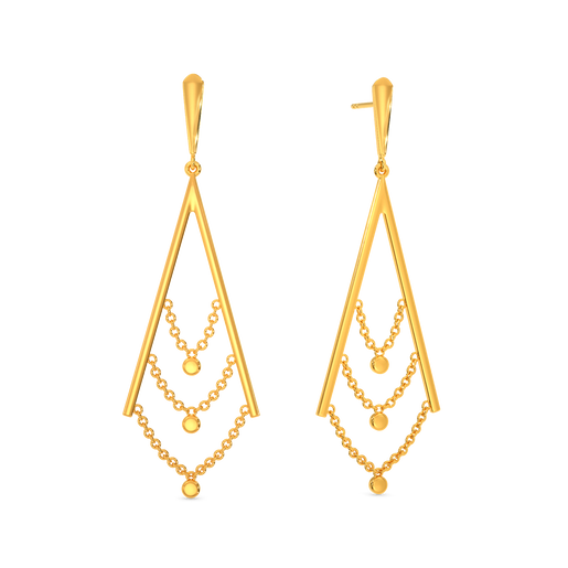 Sparkle In Strings Gold Earrings