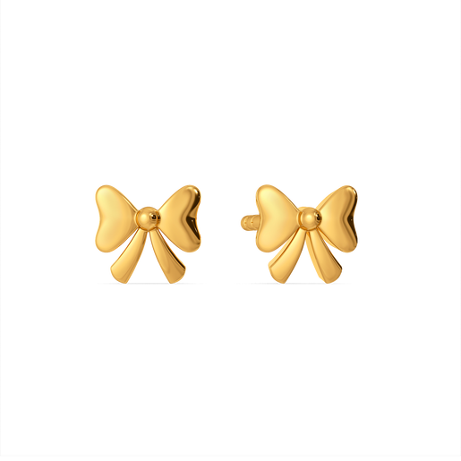 Ribbon Flick Studs Gold Earrings