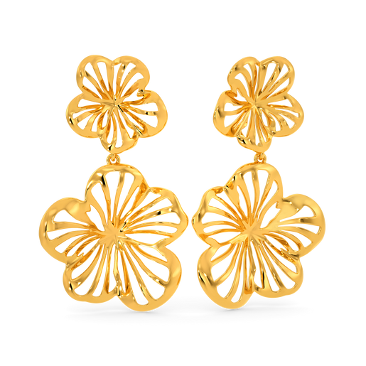 Wild Flower Mesh Gold Earrings
