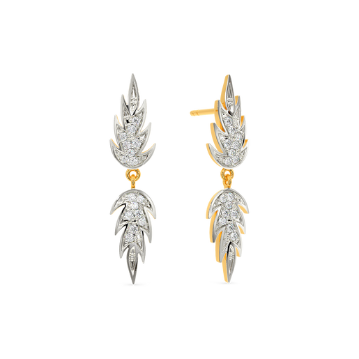 Parellel Leaf Love Diamond Earrings