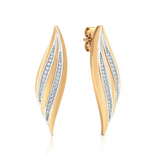 Golden Feather Diamond Earrings