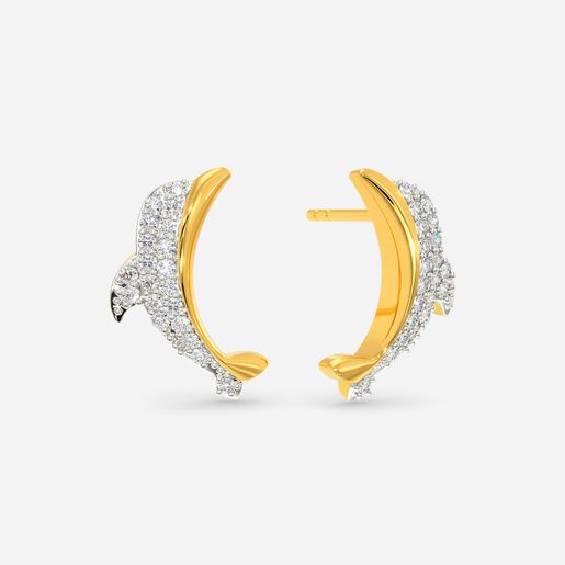 Swirl with Dolphins Diamond Earrings