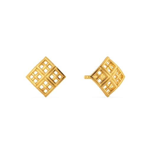 Trend in Plaid Gold Earrings