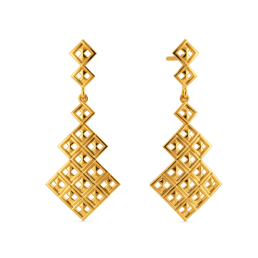 Perfectly Plaid Gold Earrings